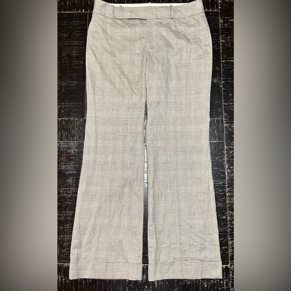 Banana Republic Martin Fit gray plaid cuffed wide leg trousers 16L - Picture 1 of 9